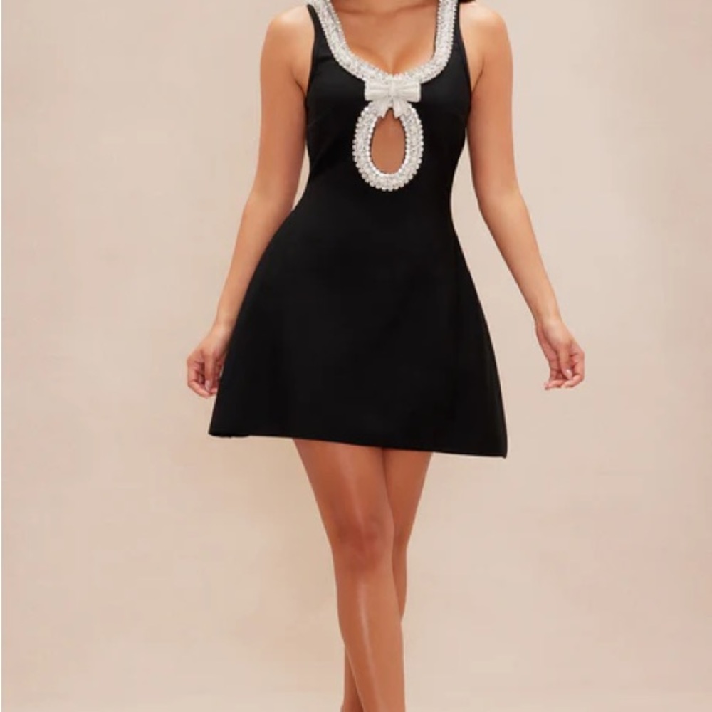 Fashion Nova Black Mini Dress with Silver Embellishments